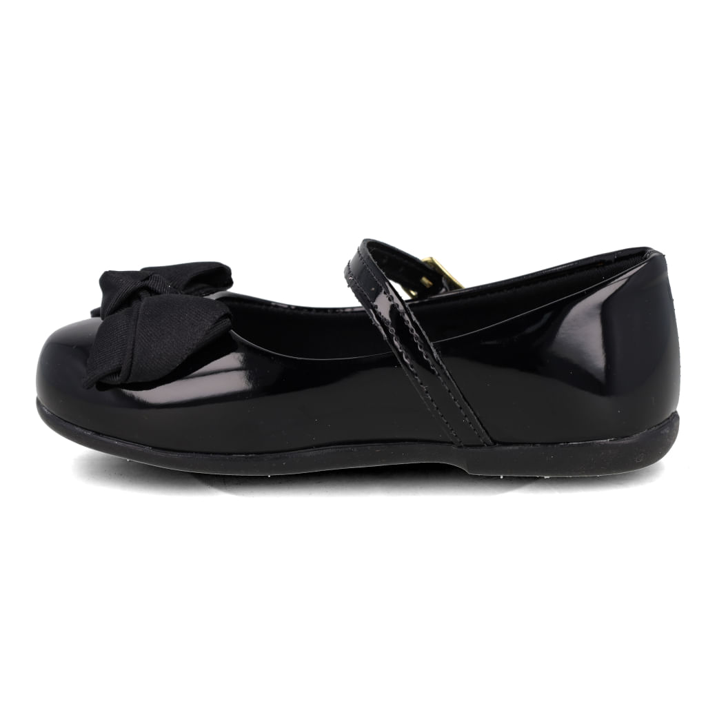 Sapatilha infantil Funfeet verniz preto vista superior para ajuste e conforto